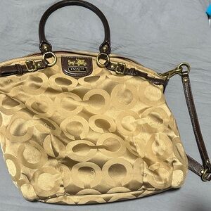 Coach Tan and Brown Shoulder Bag